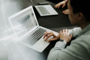 Independent contractor working on a laptop